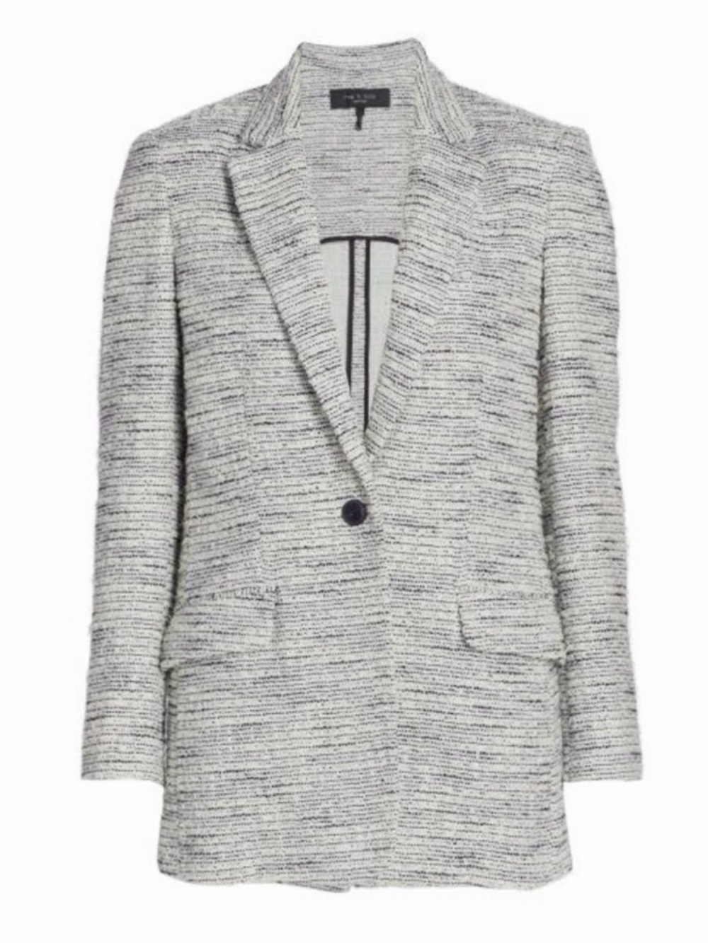 Rag & Bone Ames Tweed Blazer Size 6 Two Tone Tailored Designer Jacket